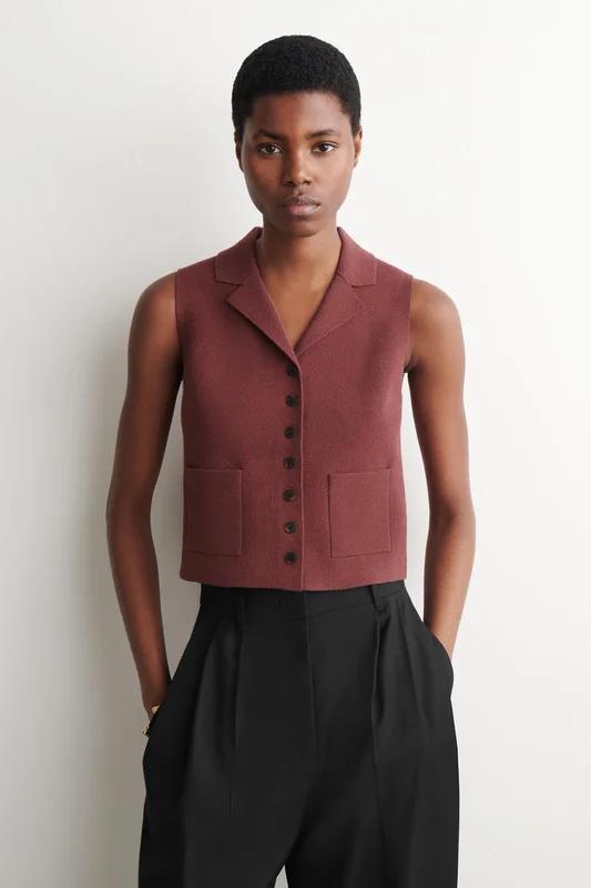 COS Femme Gilet En Maille Bouclée in Rouge