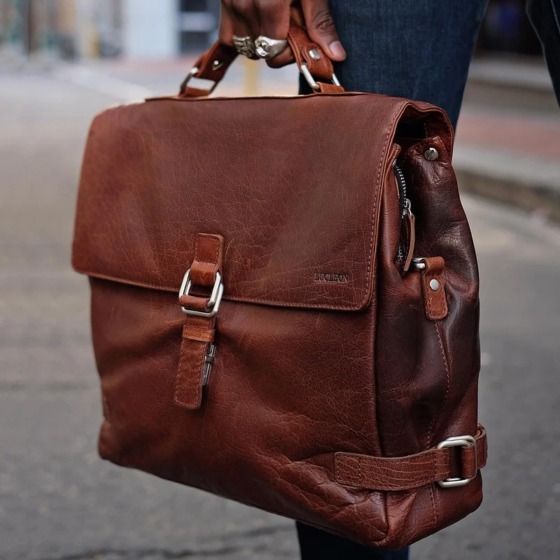 Montreal Luxury Leather Tan Satchel Bag for Men - Leather bags