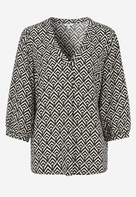 Cellbes of Sweden - V-halset, vevet bluse i beige / mønstret for damer i størrelse 54/56
