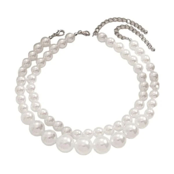 Multi-strengs imiteret perle choker retro rund imiteret perlehalskæde flapper halskæde tilbehør