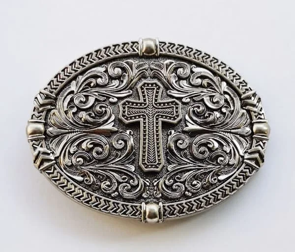 Religious Cross Western Belt Buckle for Men, Cowboy Belt Buckle, Women's Cowboy Faith