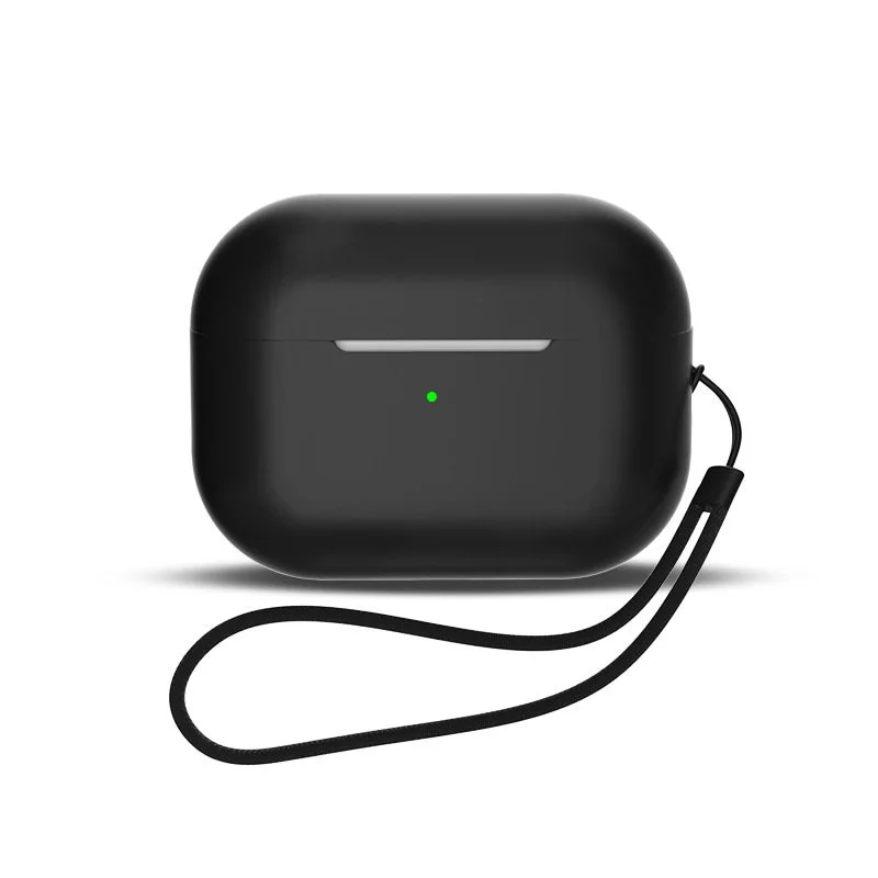 Silikonikotelo AirPods 1 / AirPods 2 -laitteille + rannehihna - musta
