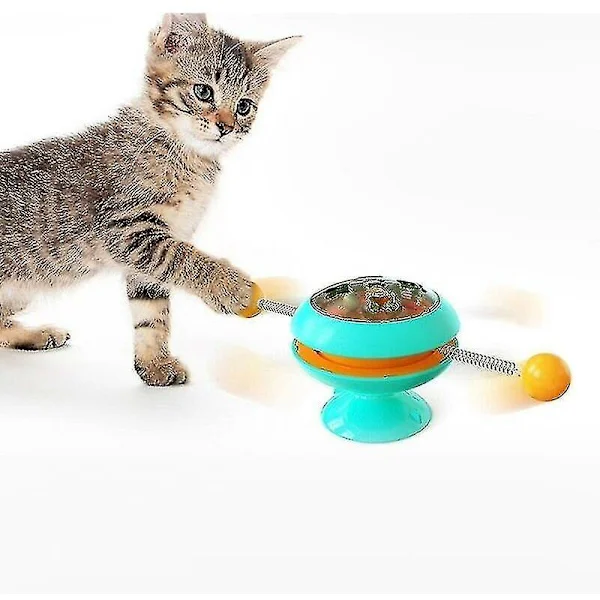Vindkraftverk Leksak Katt Pussel Snurra Skivspel Träningsspel Kattunge Interaktiv Leksak Husdjur Tandborste Leksak (Blå)