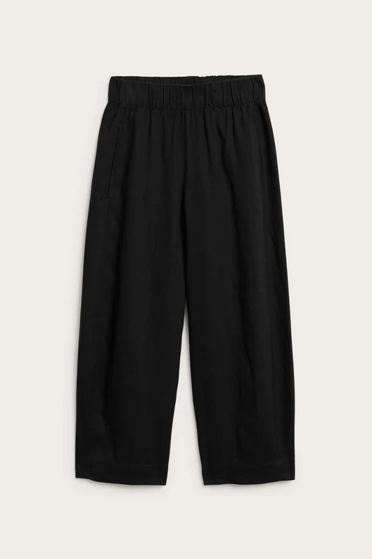 Kappahl | Linnebyxa barrel fit Svart L | Dam