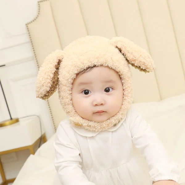 Babylue varm ull-lue for høst og vinter for gutter og jenter, babylue 6-12-24 måneder barn ull-lue beige