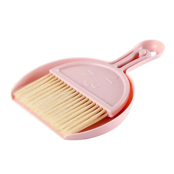 Mini Sopset Dammsugningsset Leende Ansikte Plast Handhållen Effektiv Rengöring Bärbar Liten Borste för Bordsskiva Kontor Rosa