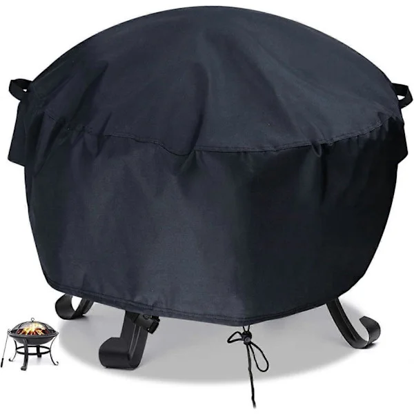 Beskyttelsestrekk til hagepeis, terrasse, peis i 210D Oxford-stoff, vanntett og rivebestandig, rundt, svart, 85 x 40 cm