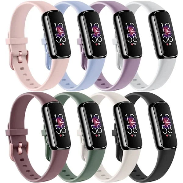 8-pack armband kompatibla med Fitbit Luxe-armband för kvinnor och män, mjuk silikonarmbandsersättningsrem för Fitbit Luxe Fitness and Wellness Tracker