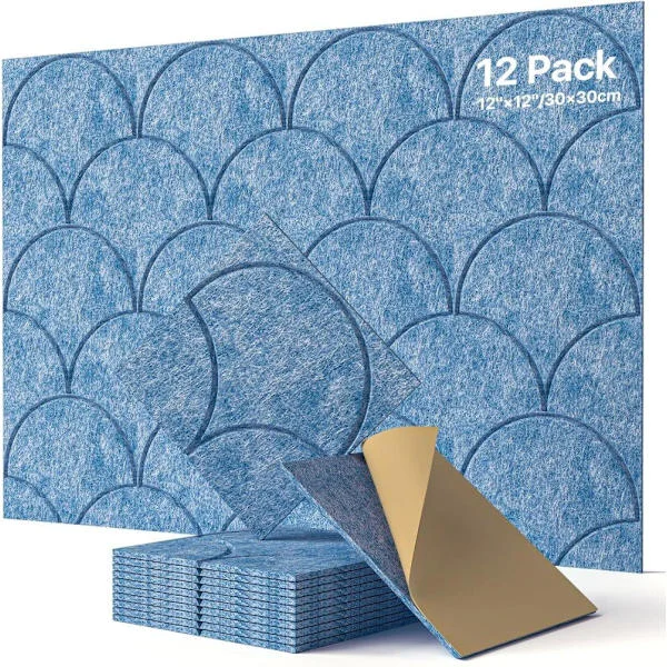 Ljudabsorberande Akustikpanel 12-pack Självhäftande Ljudisolering Väggpaneler för Hem & Kontor_TF_TF Blå 12 st 30x30 cm