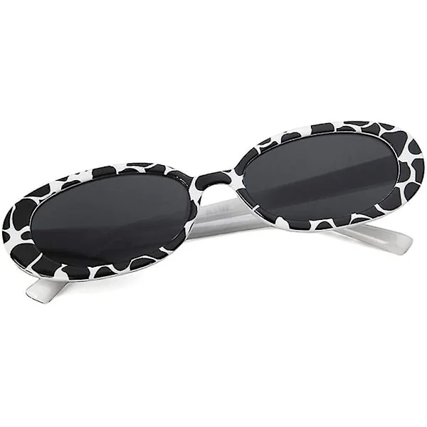 Women's Oval Cow-Patterned Small Sunglasses Trendy Dotted Colors Cow Pattern