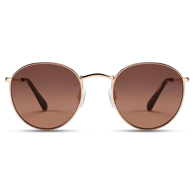 Occhiali da sole stile Lennon rotondi con montatura in tonalità oro rosa for Men
