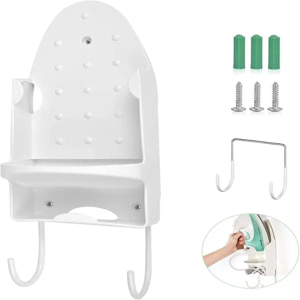 Wall Mounted Ironing Board Rack with Electric Iron Holder - Home Storage Bathroom Shelf