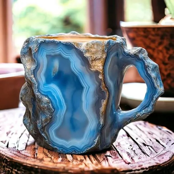 Mineral Crystal Kaffekopper, Flerfargede Kaffekopper Med Håndtak, Elegant Krystallgave For Hjem & Kontor