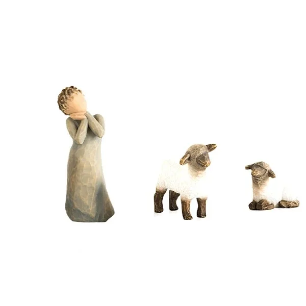 【CA】3-pack Willow Tree Julkrubba Figur Staty Handmålad Dekoration Julgåva Juldekoration Ornament