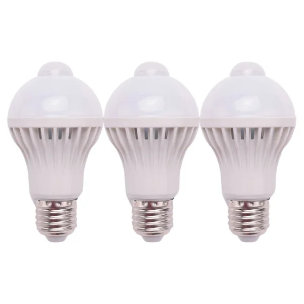 3X E27 LED-lampa med rörelsesensor, LED PIR-rörelsesensorlampa, glödlampa, 5W