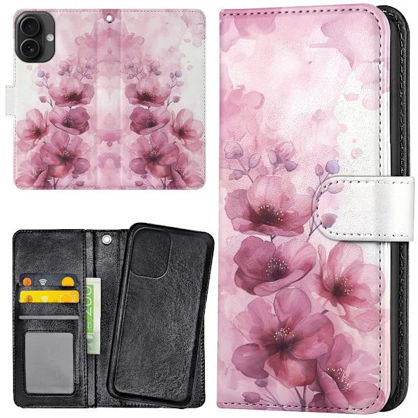 iPhone 16 - Plånboksfodral/Skal Flowers