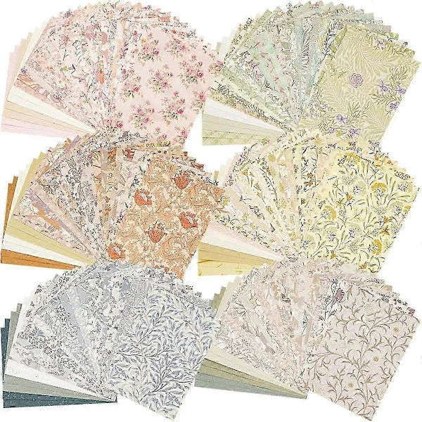 240 st Vintage Blommigt Scrapbook-papper & Texturerat papper & Etikett Journalföring Klistermärken Sorterade för Ju