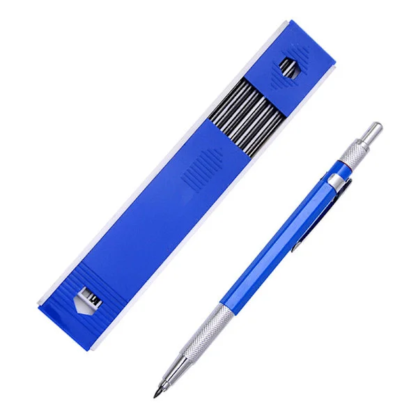 1 st metallisk mekanisk penna med 1 st 2 mm blyerts automatisk blyerts tryckpenna flytande mekanisk penna anti-fraktur ritmekanisk penna 2B för