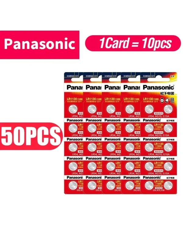 AliExpress - Batterie alcaline Panasonic AG10 LR1130 SR54 1,55 V | 2-50 pièces haute capacité longue durée pour montres, jouets, calculatrices, porte-