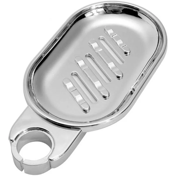 Holdbar Klemme Sæbeskål Justerbar Sæbeskål Brusebad Stang Glideskinner 12,5 x 8 cm Glat Sølv Sæbeskål