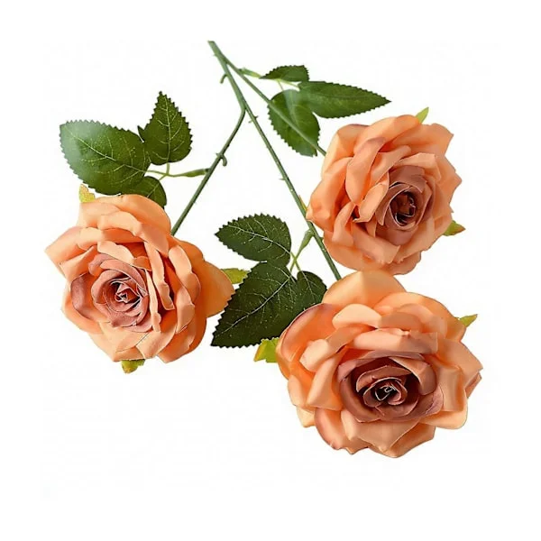 Kunstig roseblomst Realistisk falsk langstilket rosebukett med 3 hoder blomster for bryllupsmidtpunkter Hjemmefestdekor