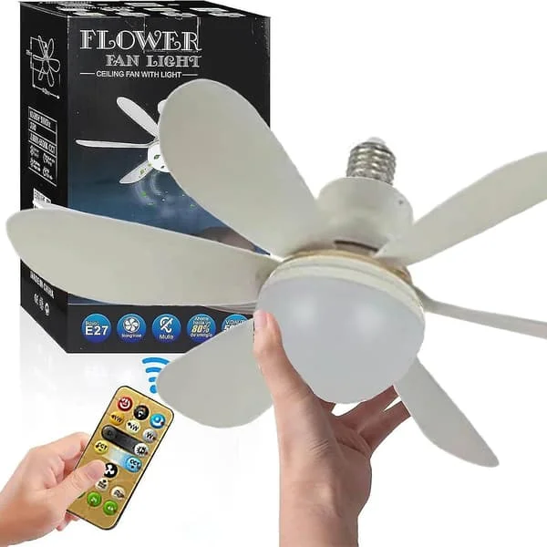 Takfläkt med uttag och lampa, takfläkt inomhus inbyggd 10" med lampa och fjärrkontroll 3 färger oändligt justerbara LED minitakfläktar för badrum
