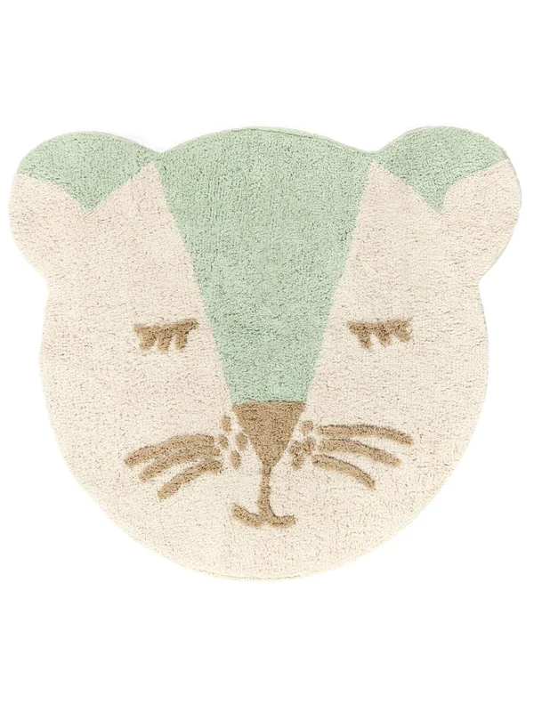 Lavable Alfombra Infantil Teddy Friend Verde Menta/Beige Pequeño Oeko-Tex