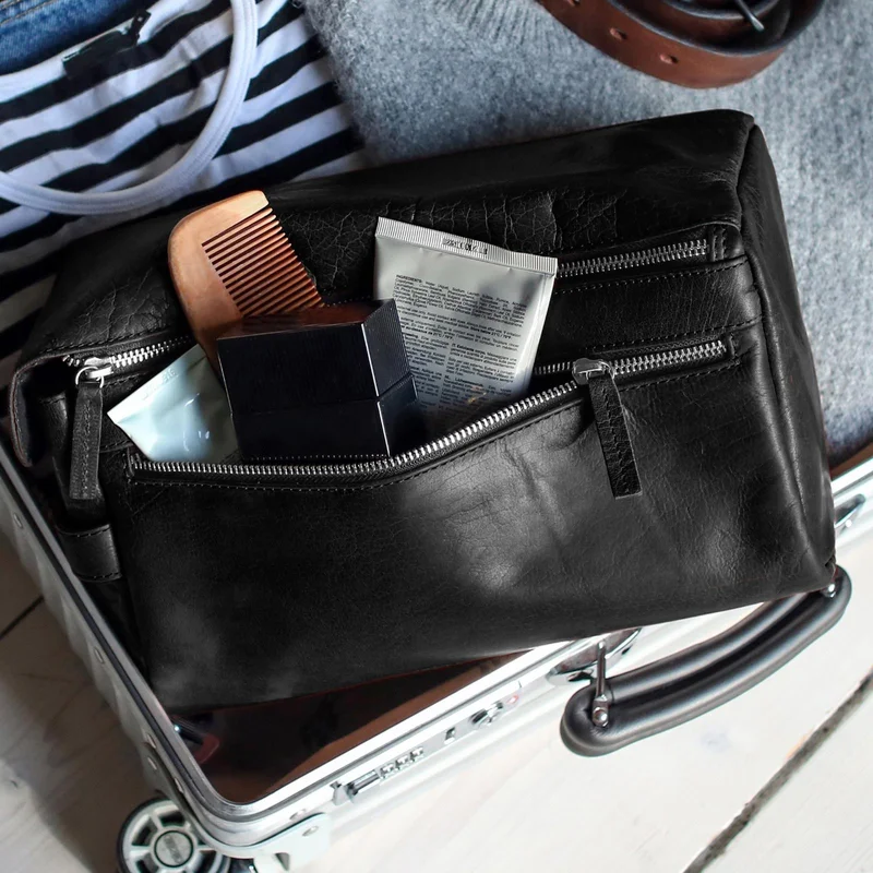 Beauty case Montreal XL in pelle nera per uomini - Beauty case