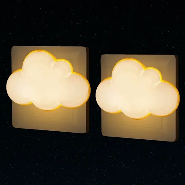 Nurse Nuage Eluttag [2-pack] Nomady Nattlampa för barn med skymningssensor, Liten LED-applikation för babyrum, Vägglampa för korridor, trappa