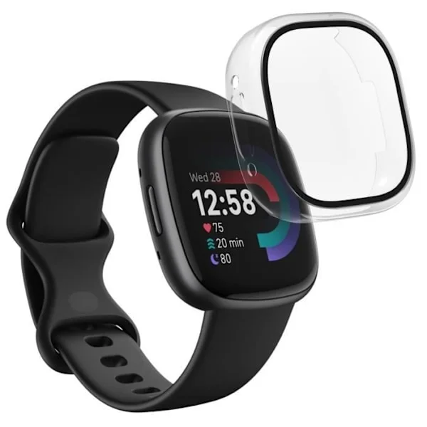 Fitbit VERSA 4 - Fitbit SENSE 2-kompatibelt fodral - Hårt skyddande fodral Transparent härdat glasskärm Phonillico