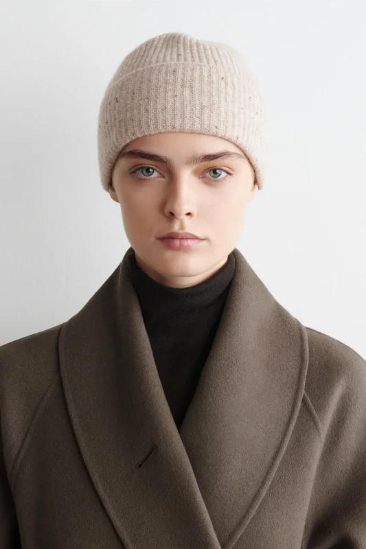 COS Women's Wool-Cashmere Beanie Hat in Beige