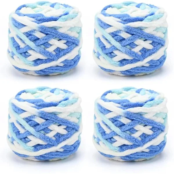 Broderigarn 4 x 100g Flerfarvet Broderigarn til Hækling, Blødt Tykt Garn, Gradient