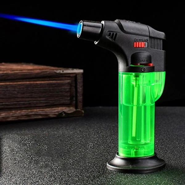 Vindtett lighter kulinarisk blåselampe kokk matlagingslampe lighter flammen justerbar butan påfyllbar for matlaging BBQ-baking DIY-lodding