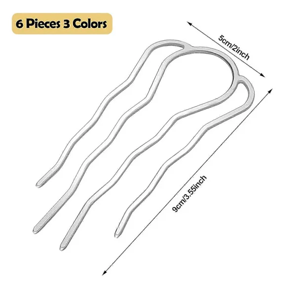 6 stk. 87 mm Hårgaffel Clip Stick Hår Side Kam Hårnål Hårknude Opsætning Hårpinde Legering 4 Ben Knude Hårnåle Clips Grips til Kvinder Hårstyling Til