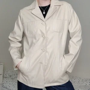 Beige läderjacka