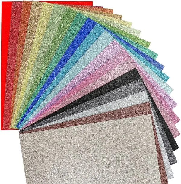 Flerfärgat glitterpapper för pyssel, A4 20 ark glitterkartong för pyssel och skapande