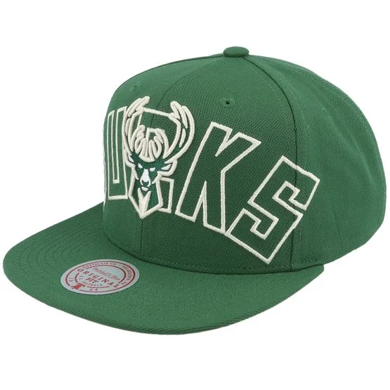 Mitchell & Ness - Verde snapback Gorra - Milwaukee Bucks Full Frontal Green Snapback @ Hatstore
