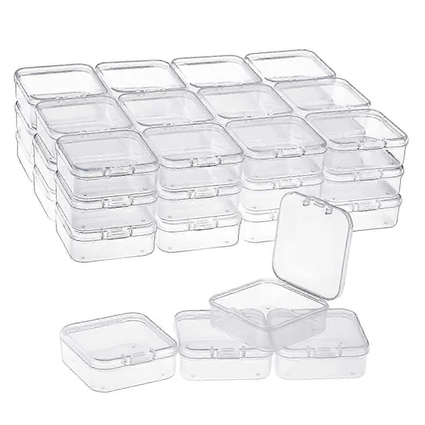 40 Pakke Klar Plast Perler Oppbevaringsbokser med Hengslet Lokk for Små Ting, Diamant, B