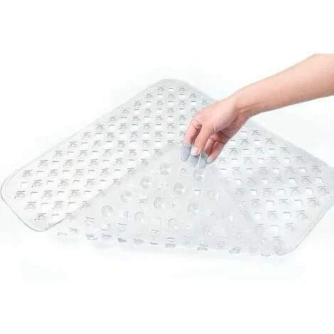 Duschmatta, 53x53cm halkfri badmatta, fyrkantig halkfri duschmatta med sugkoppar, halkfri matta, maskintvättbar, transparent
