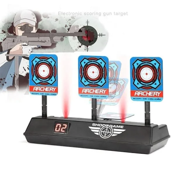 Electric Toy Gun with Scoreboard, Soft Bullets, Automatic Reset, Shooting Target for Nerf Gun Games, Toy for Boys