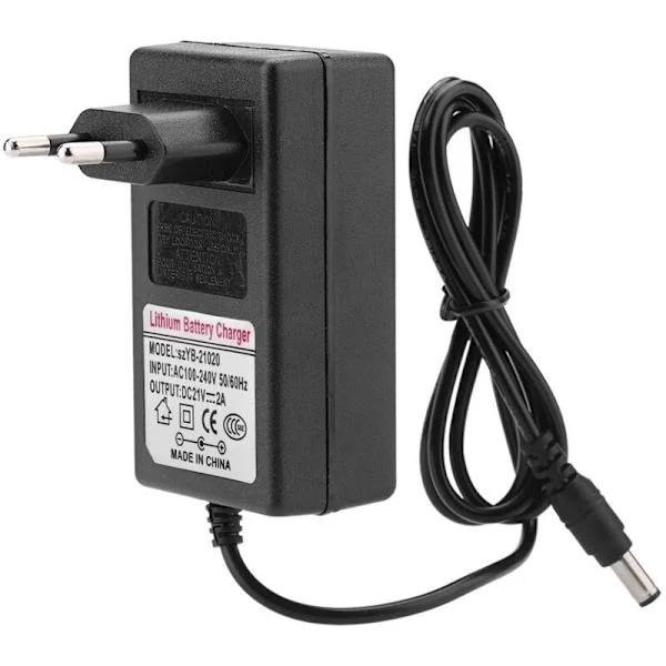 Universal strömadapter, AC 100-240V DC 21V 2A Ersättningsladdare för litiumjonbatteri Säker laddare för hemelektronik. (EU)