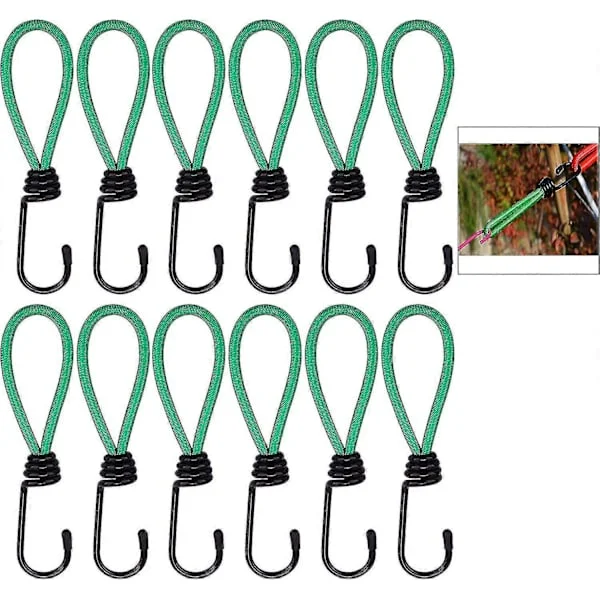 12 stk. Bungee-krok, Bungee-krok Bungee-snører Camping med krok, Bungee-stropp for presenninger