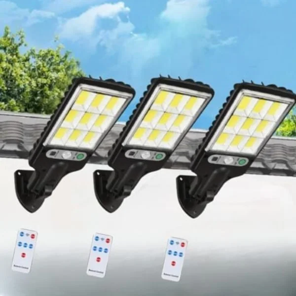 Solcelledrevet LED-spotlight for utendørs bruk med bevegelsessensor [3-pakning], kraftige solcelledrevne utendørs spotter, IP65