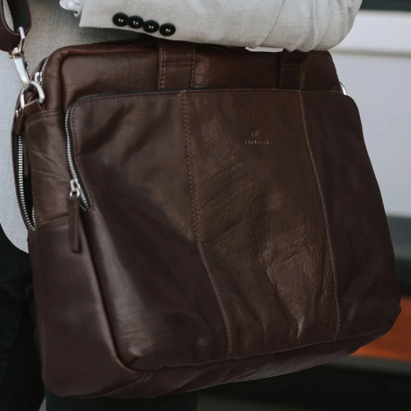 Montreal Braune Leder Arbeitstasche für Männer - Ledertaschen