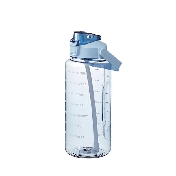 2 Liters Water Bottle with Straw for Women and Girls Large Portable Travel Bottle Sport U Blue