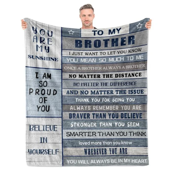 Gaver til bror tæppe 152x127 cm, bror gaver fra søster, fødselsdagsgaver til brødre, storebror gave til fars dag jubilæum valentinsdag