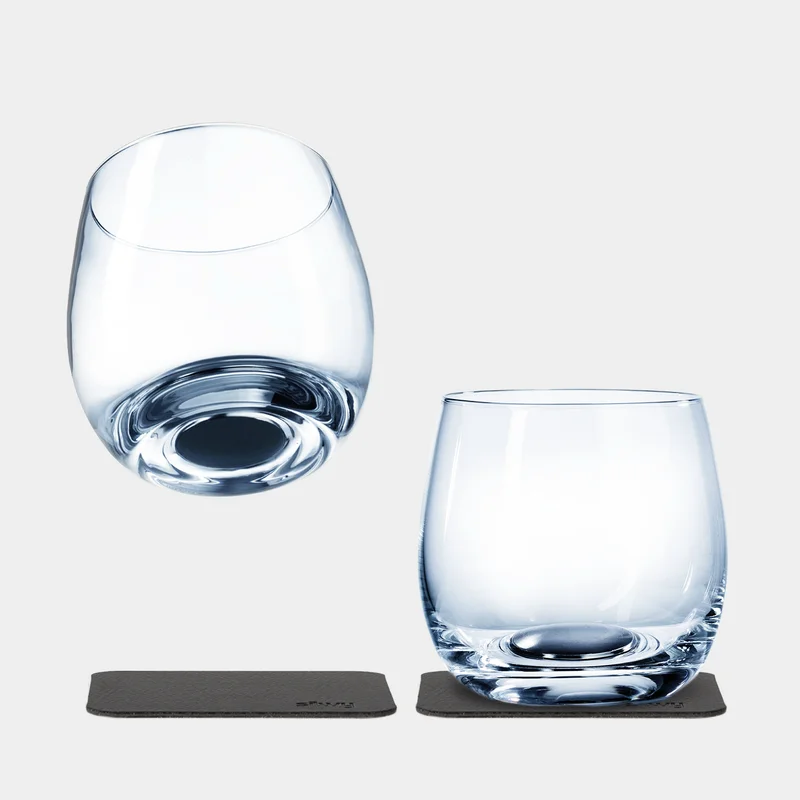 Magnetic crystal whisky glasses Silwy Magnetic Crystal Glass Whisky, transparent, 25 cl, 2-pack + magnetic coasters