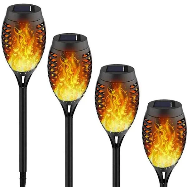 4-pack Solcellslampor för Utomhus, Solcellslampa för Väggdekoration i Trädgården, Vattentäta Solcellslampor för Utomhus, Mini-Fackelljus för 