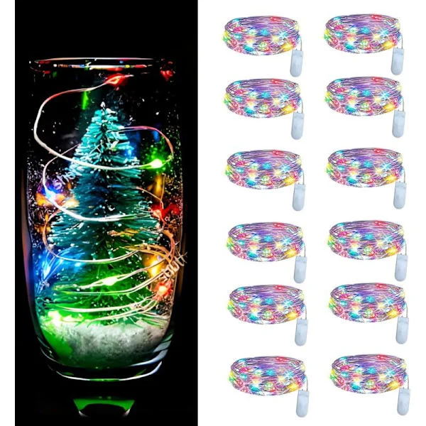 12-pack Colorful Fairy Lights, 2m 20 LED String Lights, Waterproof Mini LED String Lights for Wedding, Christmas, Bedroom Fairy Lights