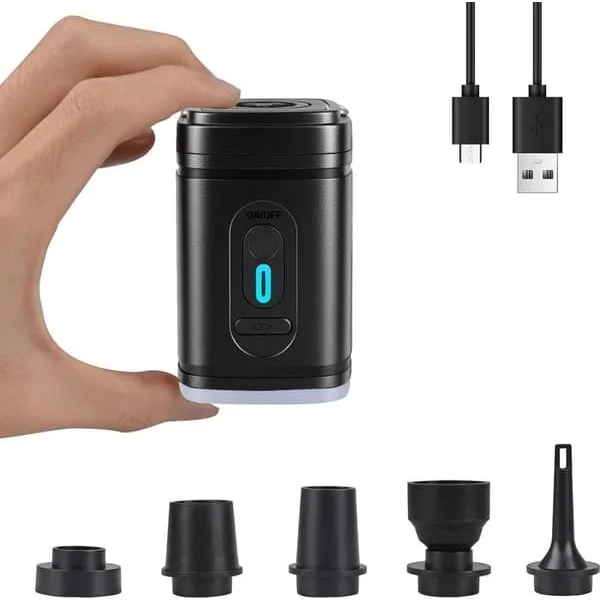 Elektrisk luftpump 2400 mAh med dubbla funktioner (blåsa upp & tömma) - Laddningsbar bärbar pump för pool, luftmadrass, campingutrustning & 